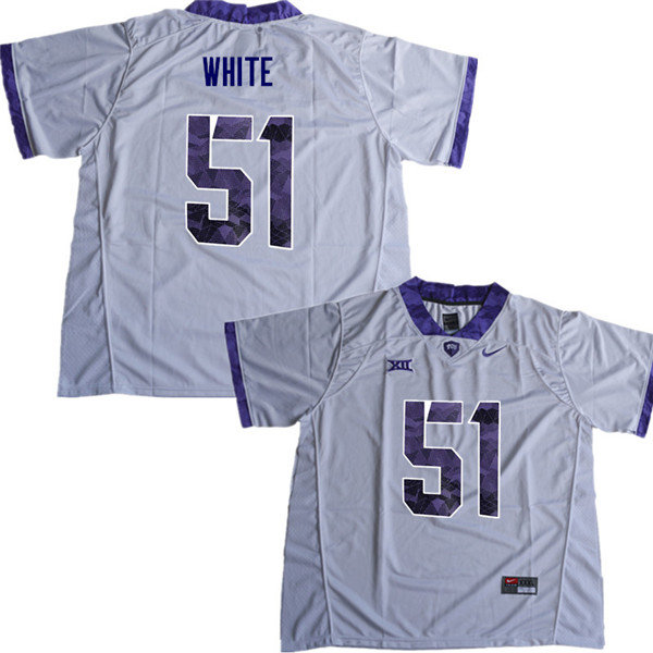 Men #51 Quazzel White TCU Horned Frogs College Football Jerseys Sale-White - Click Image to Close